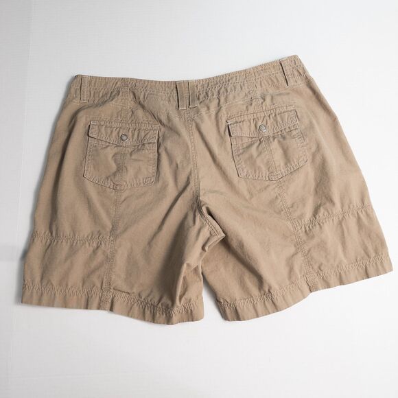 Eddie Bauer Blakely Fit 7" Shorts Womens 16 Tan Ripstop Cotton Flap Pockets - Picture 2 of 16